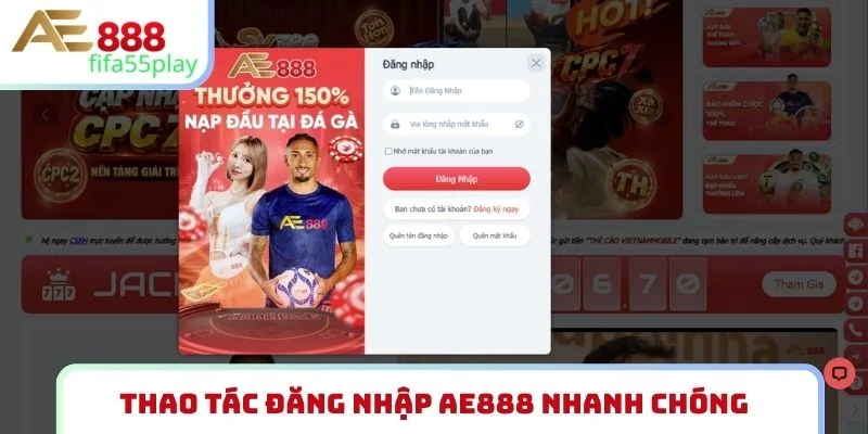 Thao tác đăng nhập AE888 nhanh chóng